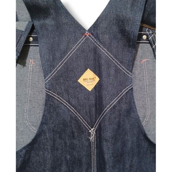 Big Mac 42x34 Dark Wash Bib Overalls Mens Carpenter Utility Blue Jeans Vtg NOS - Picture 8 of 16